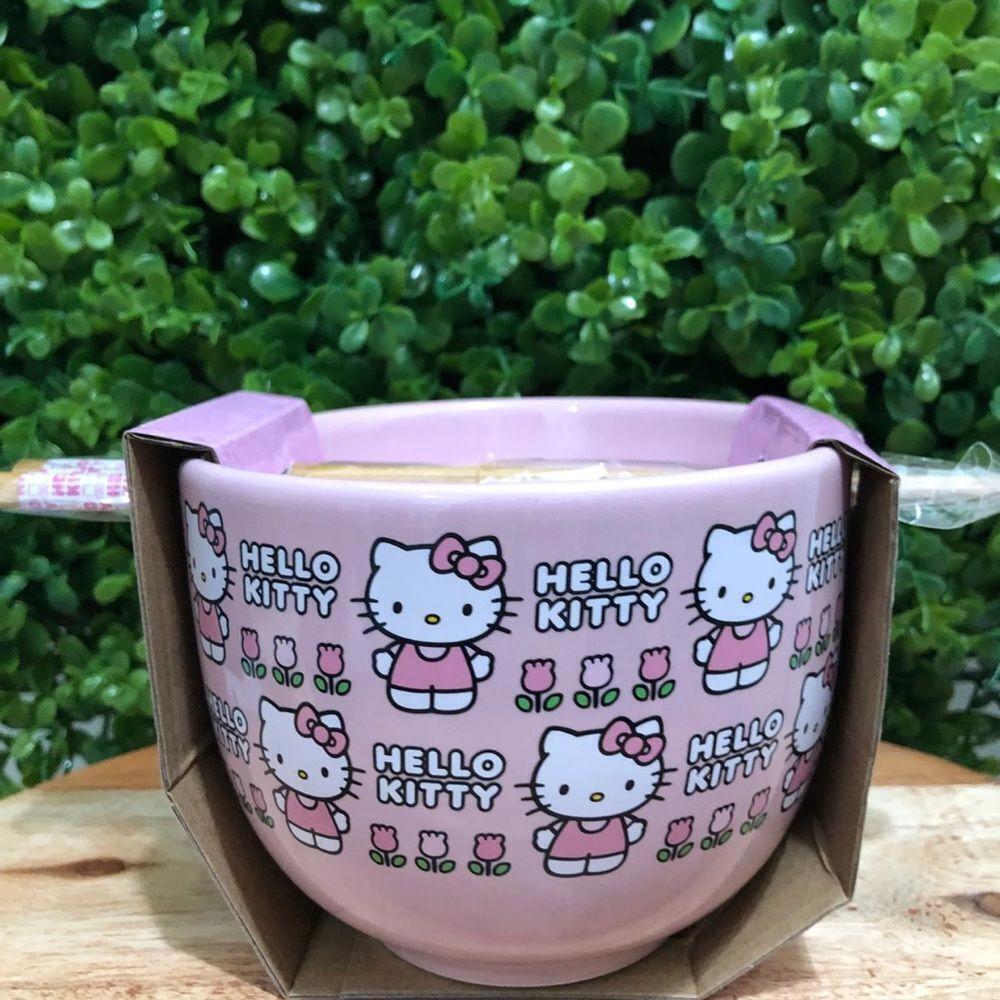 Hello Kitty Ceramic Ramen Bowl With Chopsticks
